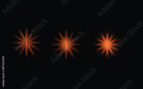 Vibrant orange fireworks exploding in the dark