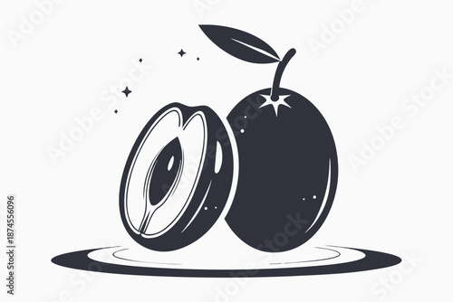 Minimalist Plum Fruit Still Life with White Background Style