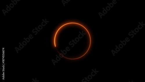 Neon bright circle loading green color animation 4k video. Download progress electric circle loading black background.