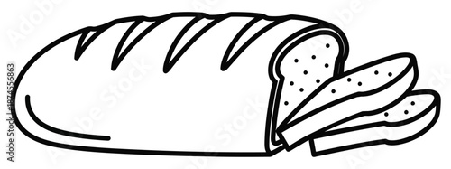 Sliced loaf of bread with crust and seeds illustration food baking