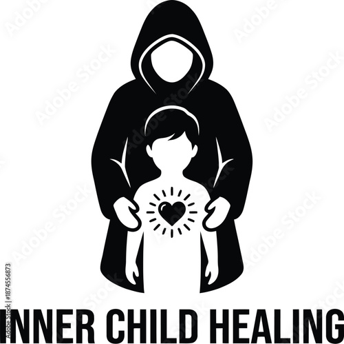 Inner child healing concept with adult and child shadow