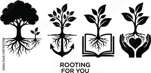 Plant growth concept with rooting for you metaphor vector