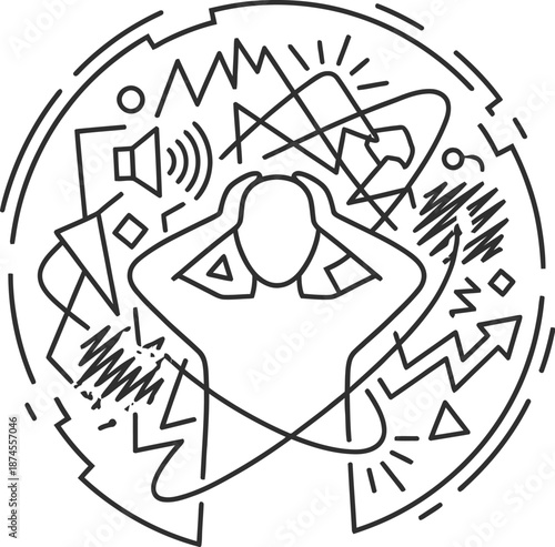 Sensory processing disorder visual metaphor vector illustration