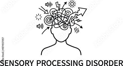 Sensory processing disorder visual metaphor vector illustration