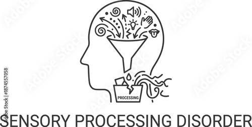 Sensory processing disorder visual metaphor vector illustration