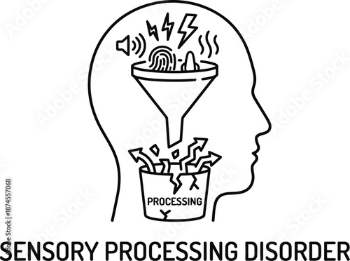 Sensory processing disorder visual metaphor vector illustration