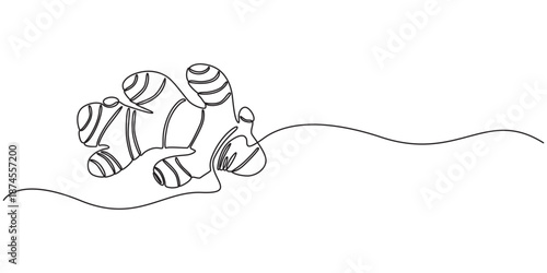Ginger continuous one line drawing , One continuous line drawing healthy organic ginger for farm logo identity, Single one line drawing ginger vegetable concept continuous line draw design.