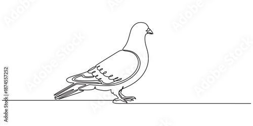 Single Line pigeon. Dove Drawing Peace, Flight, Freedom, Hope, Art, Simple Linear Drawing, flying dove bird. Continuous one line drawing of flying bird. Minimalist bird, dove, pigeon outline design.