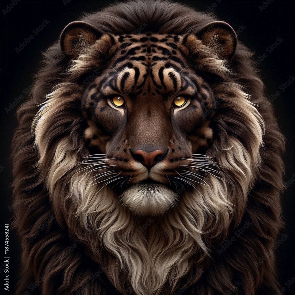 Naklejka premium Unusual Lion alone in the image