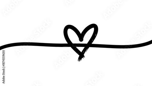 Minimalist Heart Line Art on White Background, Love Concept, Romantic Symbol