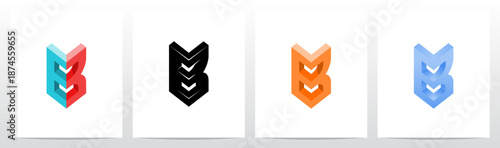 Corner Angle Three-Dimensional Block Letter Initial Logo Design B