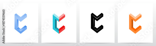 Corner Angle Three-Dimensional Block Letter Initial Logo Design C
