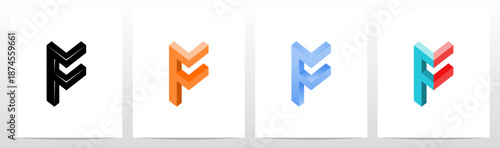 Corner Angle Three-Dimensional Block Letter Initial Logo Design F