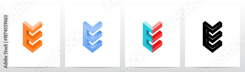 Corner Angle Three-Dimensional Block Letter Initial Logo Design E