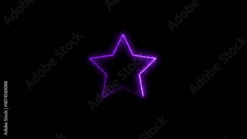 Star icon neon shiny royal blue color animation 4k video. Neon bright star frame rotation loading on black background.