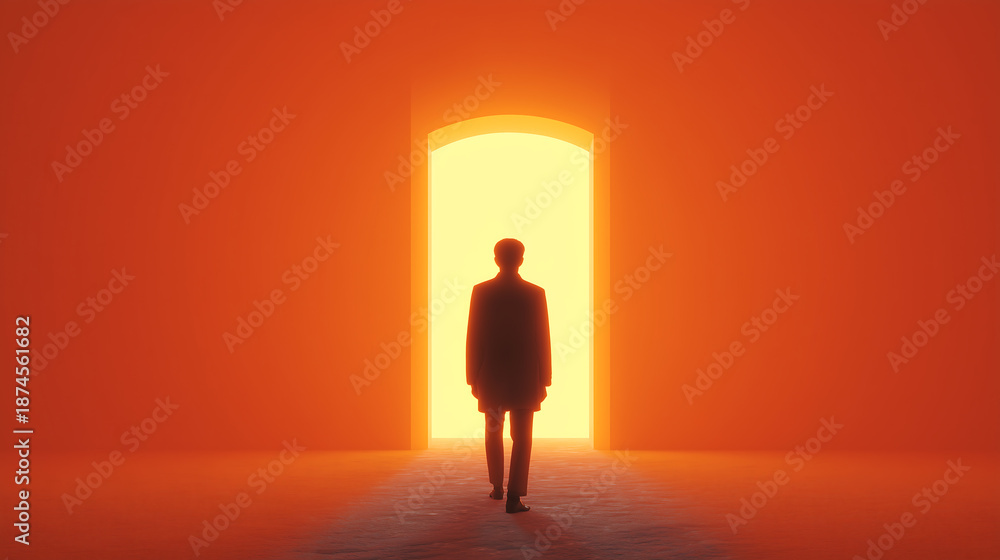 Obraz premium silhouette of a man standing in a doorway