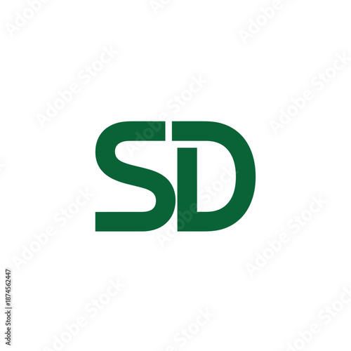 A green logo brand emblem SD on a plain white background from a front viewpoint