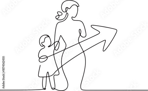 Mother and child moving forward together symbolizing growth and development