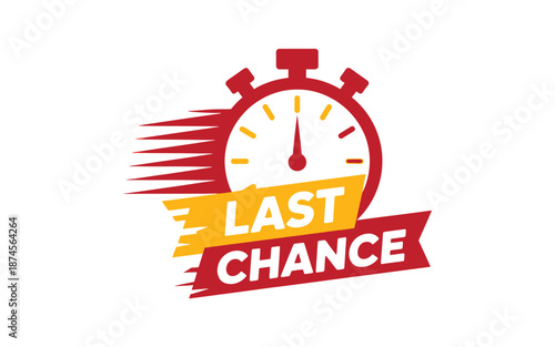 A red stopwatch icon with a last chance banner indicating time is running out