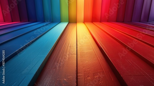 Mottled multicolored diagonal slats graduated color scheme background	