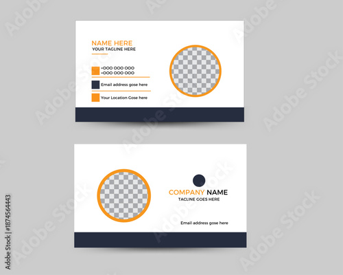professional business card template with yellow and dark  navy corporate theme.with clean layout.