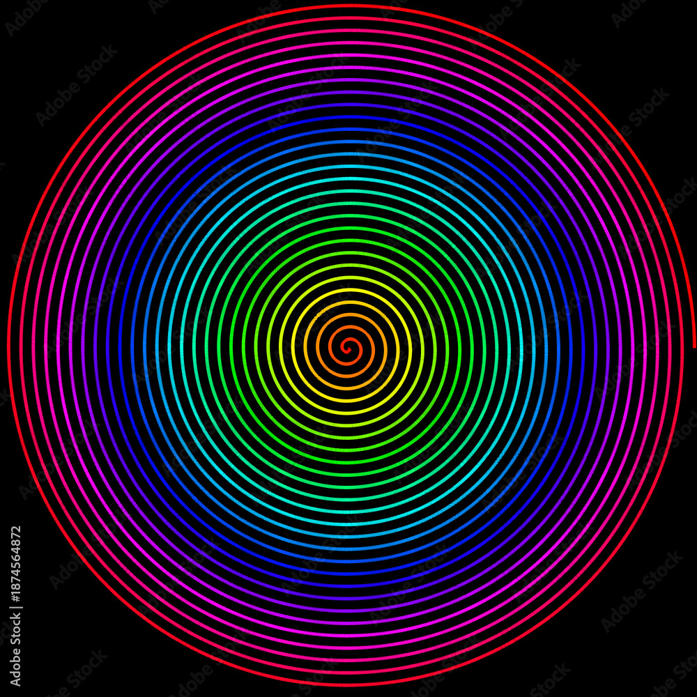 Fototapeta premium abstract colorful spiral concentric circles on black
