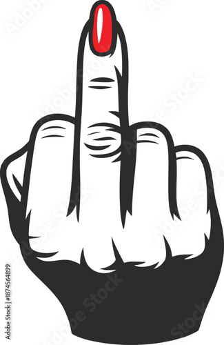 Middle Finger Hand Gesture Bold Illustration.