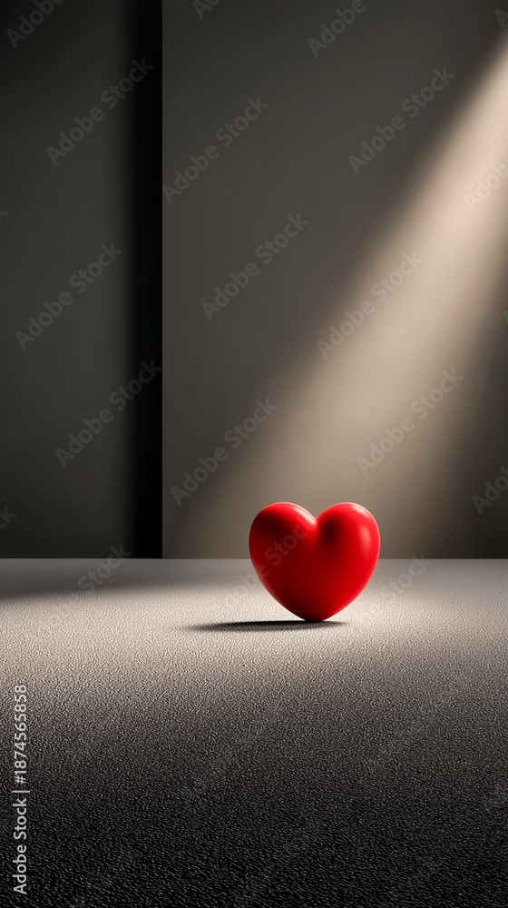 Obraz premium ロマンチックな夜をイメージした輝く赤いハートのデジタルアート