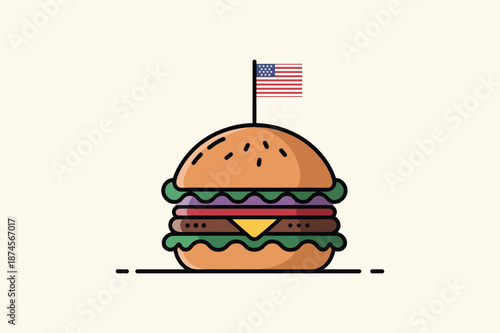 Hamburger with American Flag Toothpick