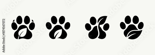 Paw Print and Leaf Logo Variations