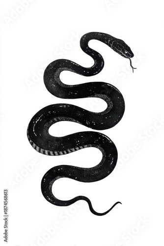 Wallpaper Mural Minimalist illustration of a coiled black snake on pristine white space Torontodigital.ca