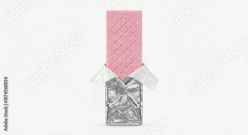 Pink Bubblegum Bar in Silver Foil Wrapper