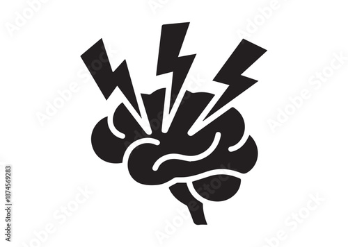 Brain with lightning icon, Brain with lightning solid Vector