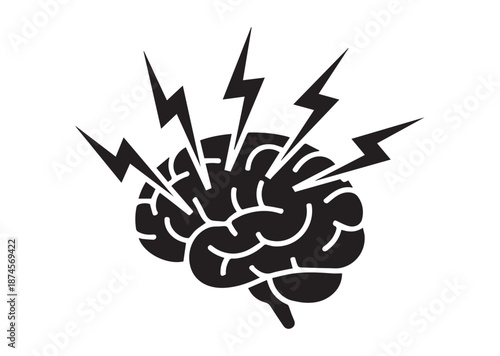 Brain with lightning icon, Brain with lightning solid Vector