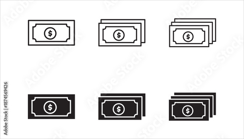 Money icon set, with dollar coin icon 3d rendering vector illustration	

