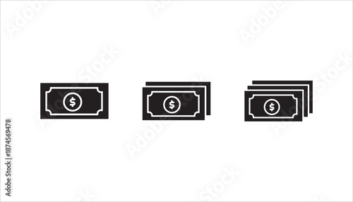Money icon set, with dollar coin icon 3d rendering vector illustration	
