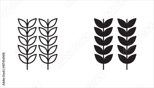 Farm wheat ears icon set, vector template. color editable on white background. eps 10