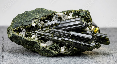 prismatic epidote crystals forming dense druses