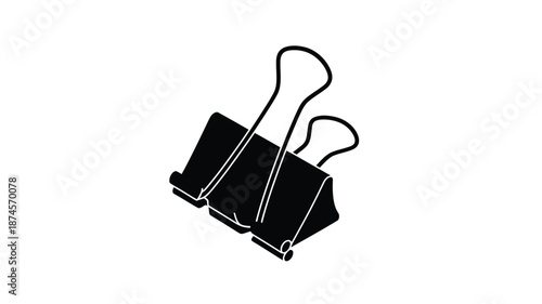 Black binder clip illustration office supply graphic on transparent background silhouette