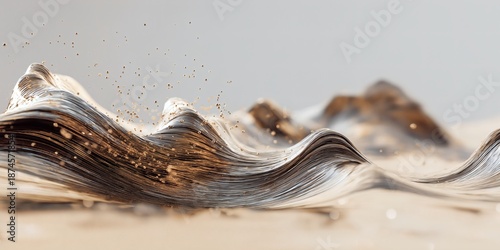 Wallpaper Mural Abstract waves of textured silver and bronze, with sparkling droplets. Torontodigital.ca