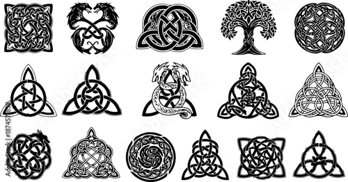 Tribal Flame Leaf Knot Symbol Vector