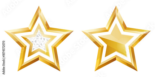 double gold star with a diamond for decoration and rating enhancement
