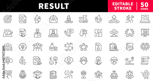 Business and success editable line icons set. achievement and growth symbols