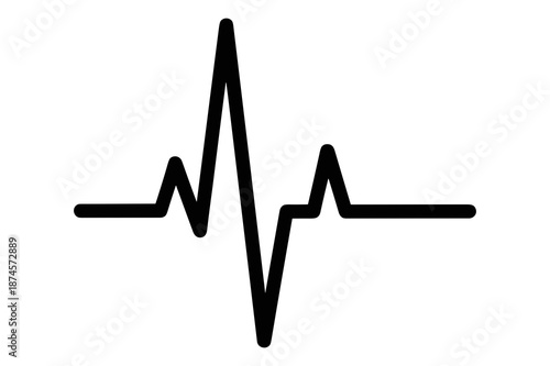 Striking black and white line graph illustrates a dynamic electrical impulse signal pattern representing a vital medical rhythm reading for healthcare professionals.