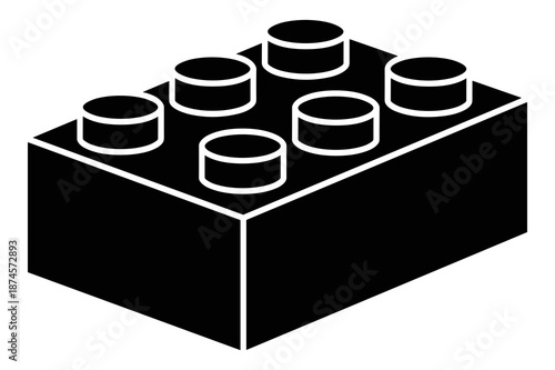 Iconic interlocking plastic construction brick silhouette featuring six prominent round studs perfect for creative building and educational play design elements.