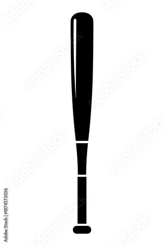 Sleek black baseball bat icon representing classic sports equipment essential for hitting practice and competitive league gameplay in professional athletics