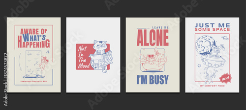 vintage style illustration poster with simple character design, suitable for wall art, decor, print, and t-shirt design, vector illustration