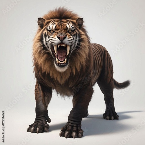 Tiger-lion big catlike on white background