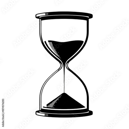 Hourglass silhouette representing the passage of time and deadlines on transparent background