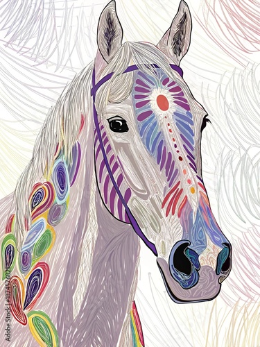 white horse of the green grass